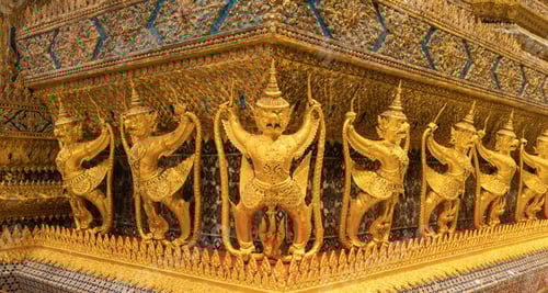 Preview: Golden pagoda at Temple of the Emerald Buddha in Bangkok, Thailand. Wat Phra Kaew and Grand palace