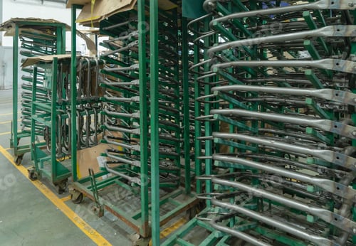 Preview: Stainless steel metal car seat accessories spare in industry factory store warehouse. Product supply