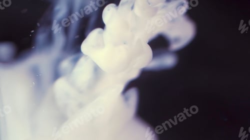 Preview: White soft ink injected in water looking like thick abstract smoke. Beautiful background of liquid