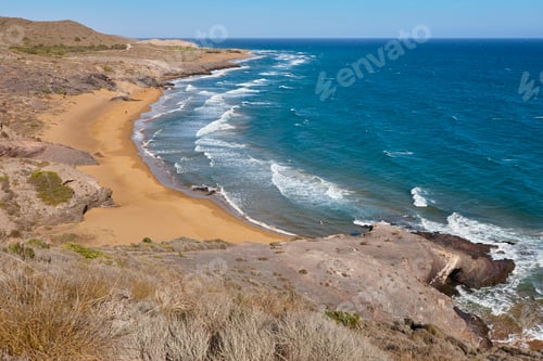 Preview: Mediterranean coastline in Murcia. Calblanque regional park, Calblanque beach. Spain