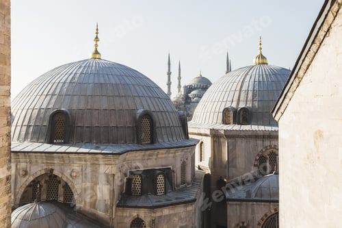 Preview: Blue Mosque (Sultan Ahmet Mosque) and cupolas seen from Hagia Sophia
