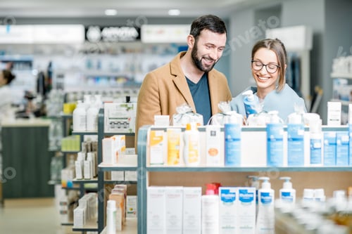 Preview: Couple choosing cosmetics in the pharmacy