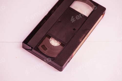 Preview: Old video cassette tape shot from high angle view
