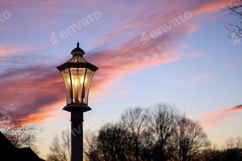 Preview: a light is on top of the pole next to a building
