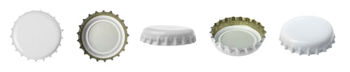 Preview: Beer bottle cap isolated on white, different sides