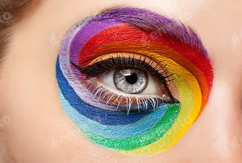 Preview: Close-up eye with fashion art on stahe make up