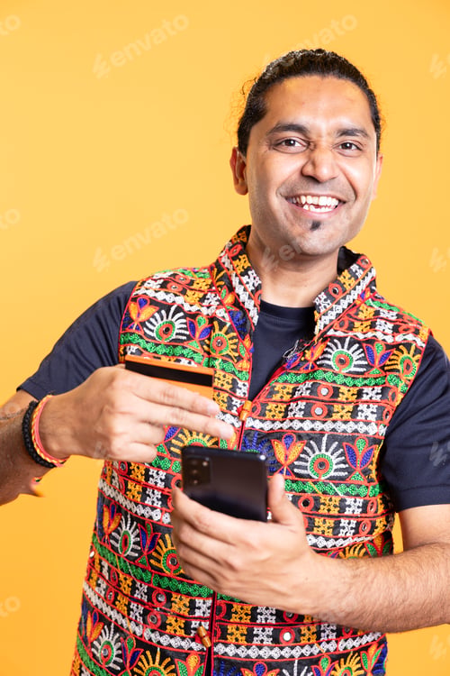 Preview: Ecstatic person excited to do internet shopping on smartphone