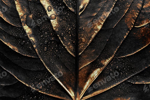 Preview: Wet golden alocasia leaf background design resource