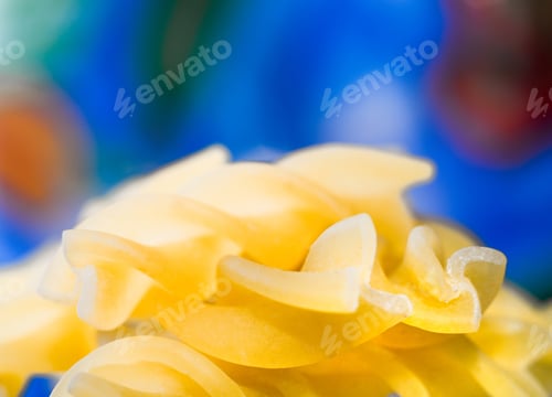 Close-up of Pasta with Bright Color Background