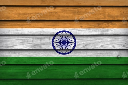 Preview: Indian national flag painted on wood background.