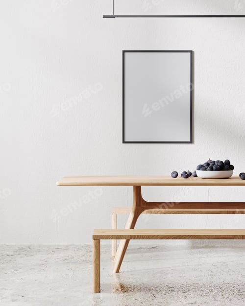 Preview: frame mock up in modern room minimalist interior with white all with sunlight and shadow
