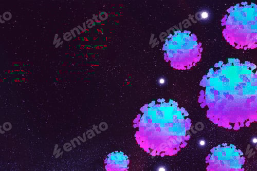 Preview: Artistic Rendering of Colorful Viruses in Space