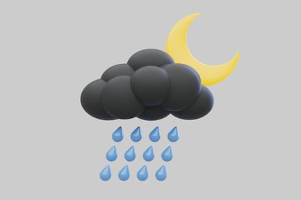 Rain cloud with crescent moon