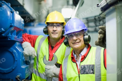 Preview: 2 workers in engine room
