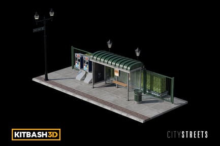 Preview: Kitbash: City Streets - Bus Stop Sidewalk B