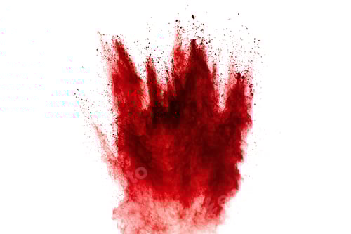 Preview: abstract red dust explosion on white background. Freeze motion of red powder splash.