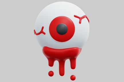 Preview: Red and White Object with Prominent Eye Detail