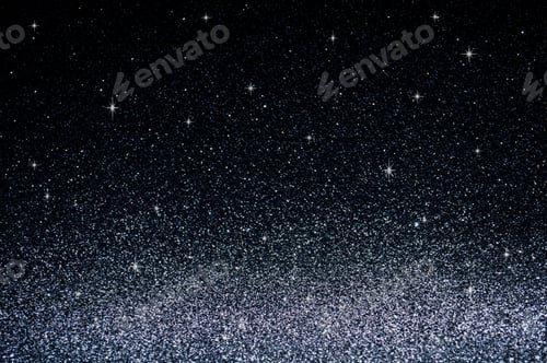 Preview: Black sky with star background,Silver abstract shining lights,sparkling glittering Christmas night