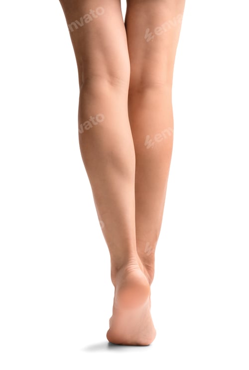 Preview: Women's legs on a white background.