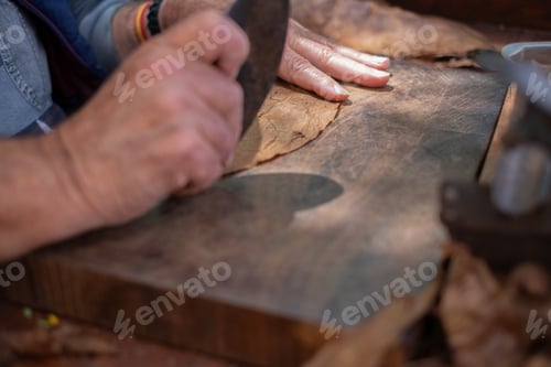 Preview: Process of making traditional cigars from tobacco leaves with your hands using a hand device
