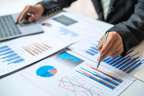 Preview: Business people doing budget calculations, finance, taxes, loans, auditors, doing work reports on ch