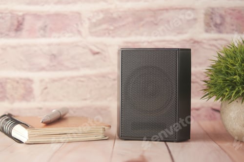 Preview: a sound speaker on table with copy space ,