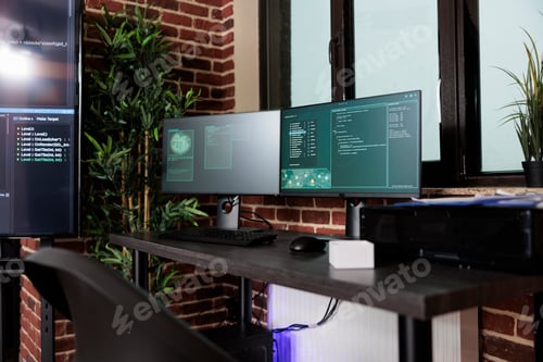 Preview: Image of two computer screens displaying software data information and integrated algorithms