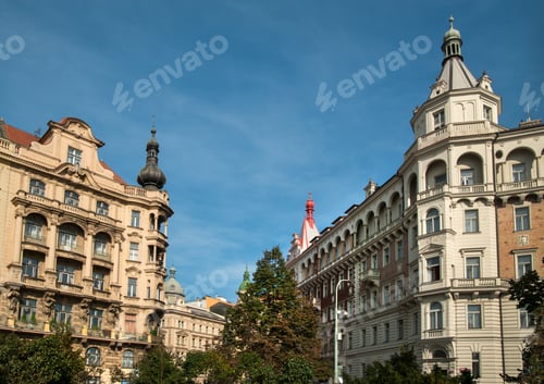 Preview: Facades and roofs of ancient streets, New Town, Prague, Czech Republic