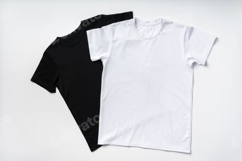 Preview: Cotton T-shirt on gray background flat lay top view