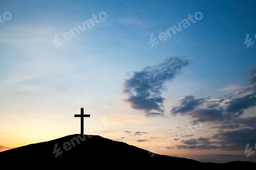 Preview: The cross on the hill, Jesus Christ from the Bible. Easter, Religion. Salvation of sins, sacrifice
