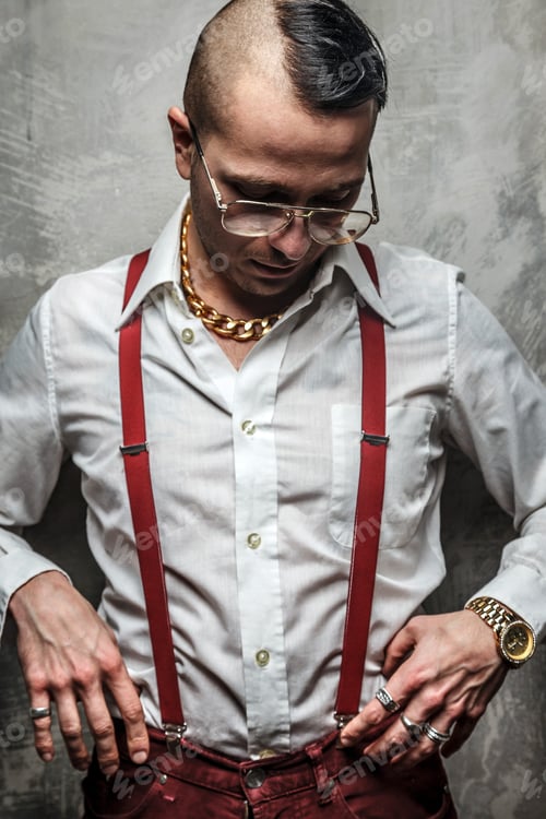 Preview: Male in white t shirt in studio.