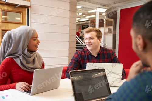 Preview: Group Of University Students Collaborating On Project