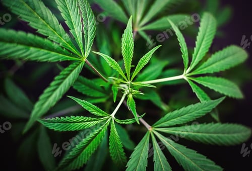 Preview: Medical Marijuana plant leaf against black background
