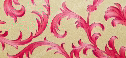 Preview: Red Floral Pattern on Gold Textured Background