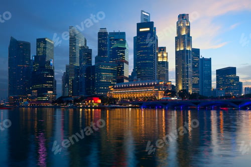 Preview: Singapore skyline in evening