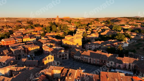 Preview: Aerial view of Ayllon medieval town in the province of Segovia, Castile and Leon, Spain