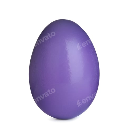 Preview: Painted purple egg isolated on white. Happy Easter