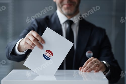 Preview: Caucasian Middle Aged Man Casting Ballot during Election