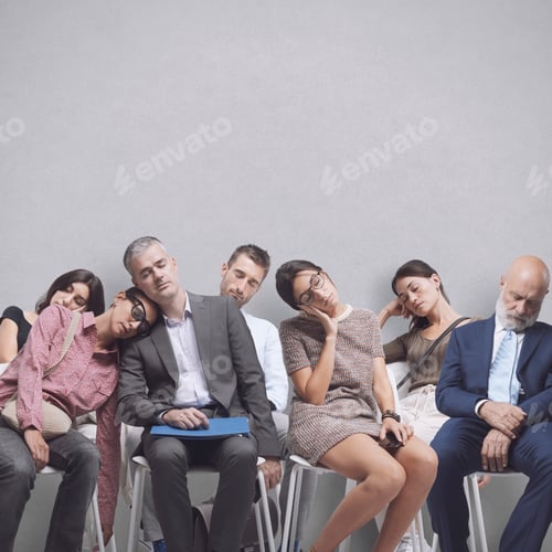 Preview: Bored people sitting and falling asleep