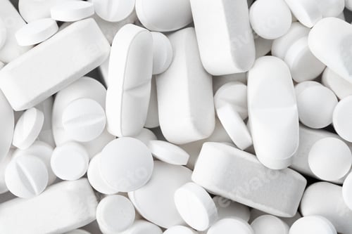 Preview: Assorted pills as background, top view. Medical treatment