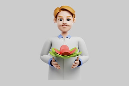 Preview: Cartoon doctor holding lotus flower