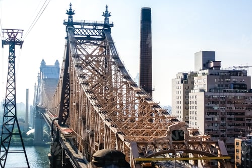 Preview: Queensboro Bridge seen one morning from the cabin of the Roosevelt Island Tramway.