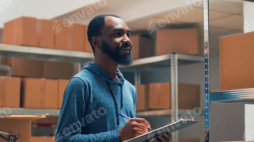 Preview: African american owner working on stock inventory