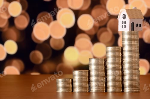 Preview: Planning savings money of coins to buy a home concept
