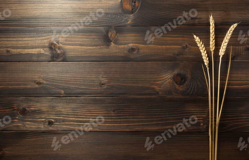 Preview: ears of wheat on wood