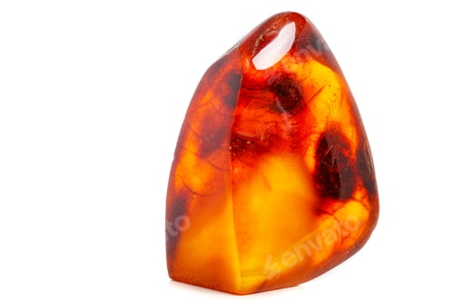 Preview: Macro Amber mineral stone on white background