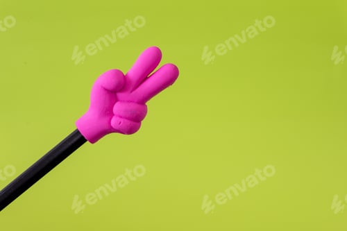 Bright Pink Peace Sign on Neon Green Background