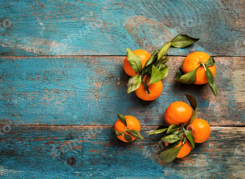 Preview: Fresh tangerines with leaves