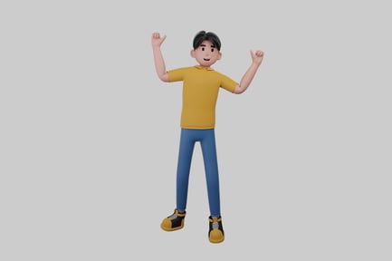 Preview: Cartoon man cheering pose