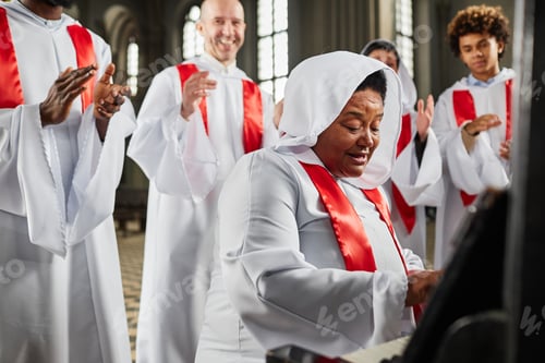 Preview: People from church choir singing